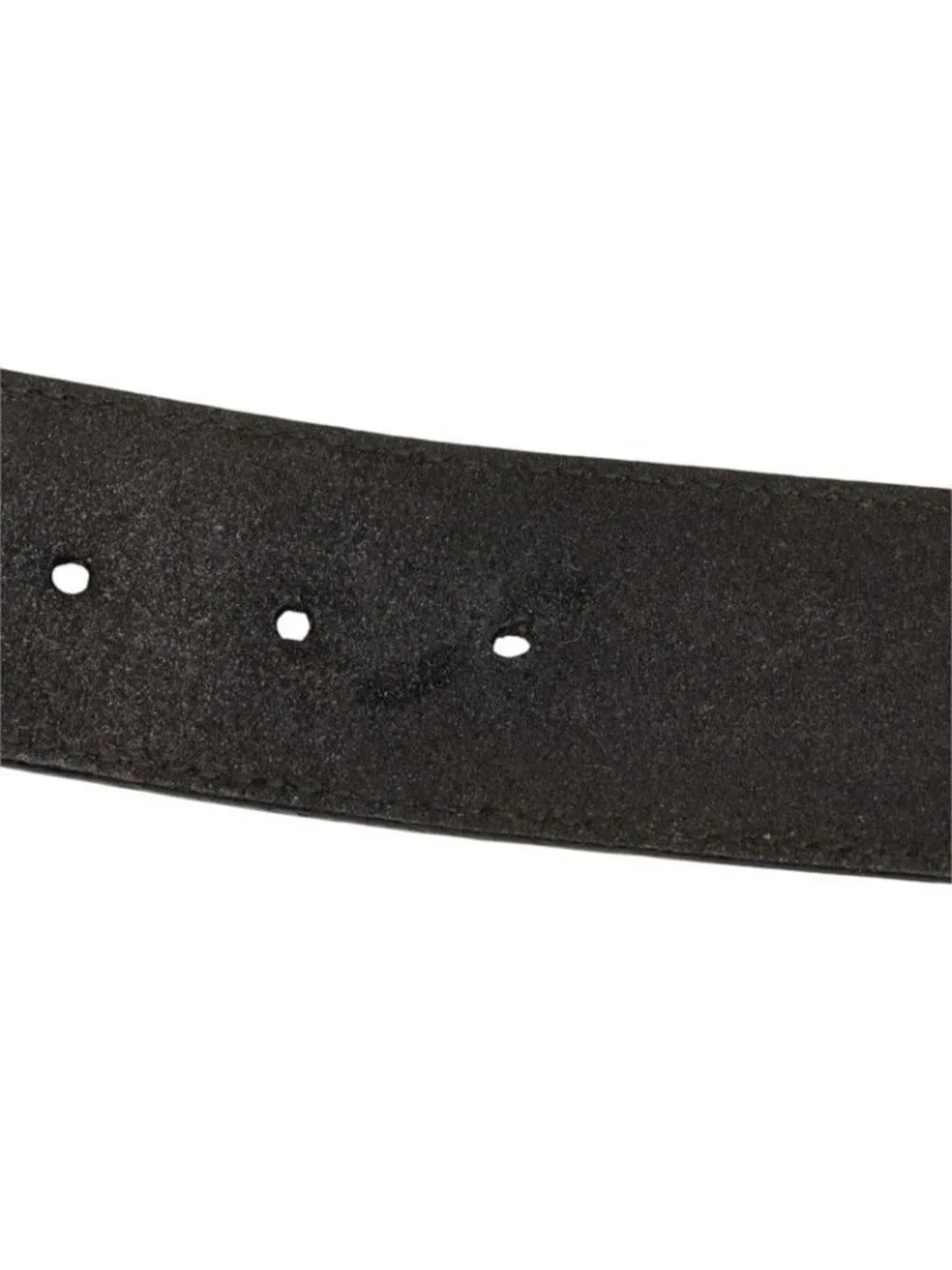 Gucci Interlocking G GG Logo Buckle Belt Black Silver Leather